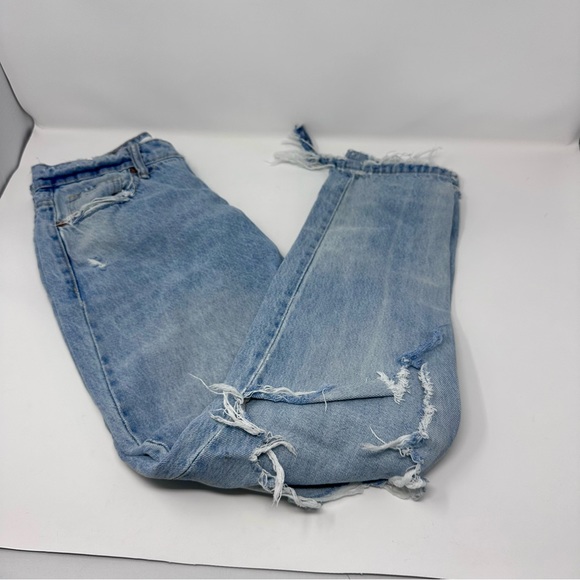 Zara High Waisted Distressed Straight Leg Jeans in GUC - Picture 3 of 6